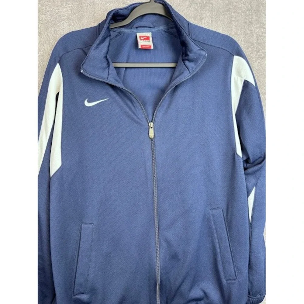 Vintage Nike Team Jacket Full‎ Zip Track Jacket Blue White Athletic Coat Medium